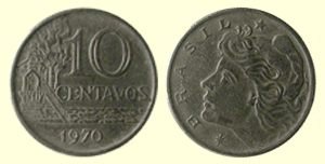 Moeda 10 centavos, 1974 MBC, Cruzeiros