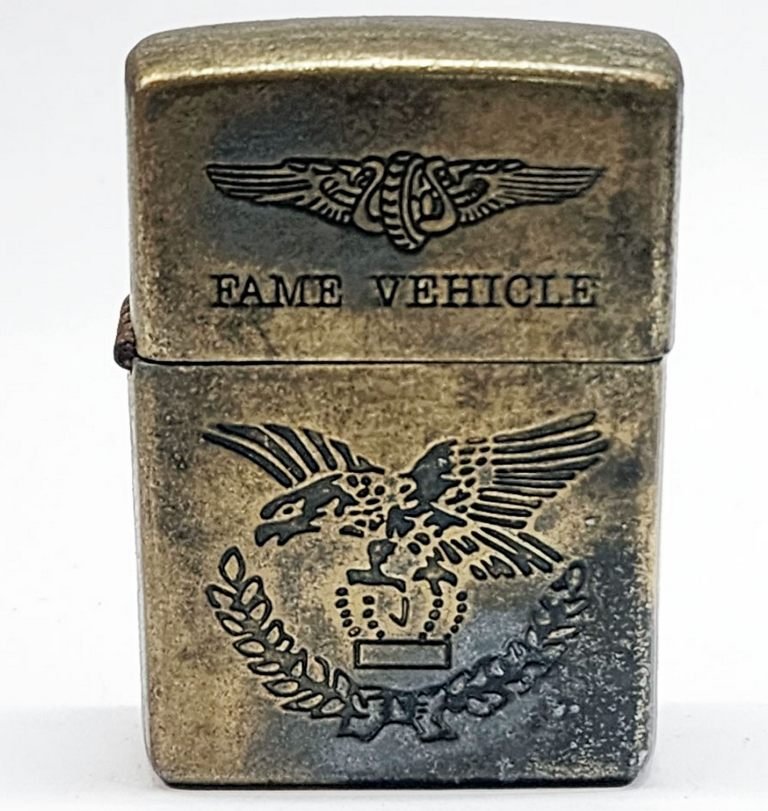 Zippo isqueiro vintage USA Coleção Fame Vehicle antique brass